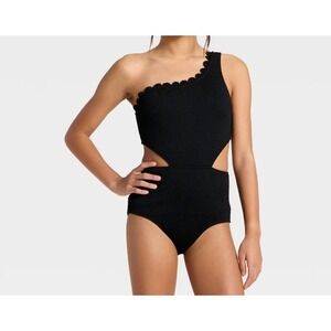 Art Class Girls XS 4/5 Black Swimsuit Scalloped Cutout One Piece Boho Chic Retro